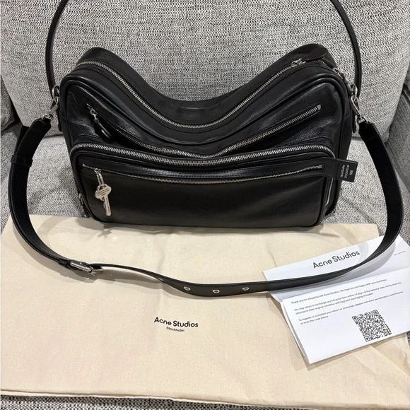 Acne Studio Camero Black Leather Camera Shoulder Bag - Picture 3 of 14